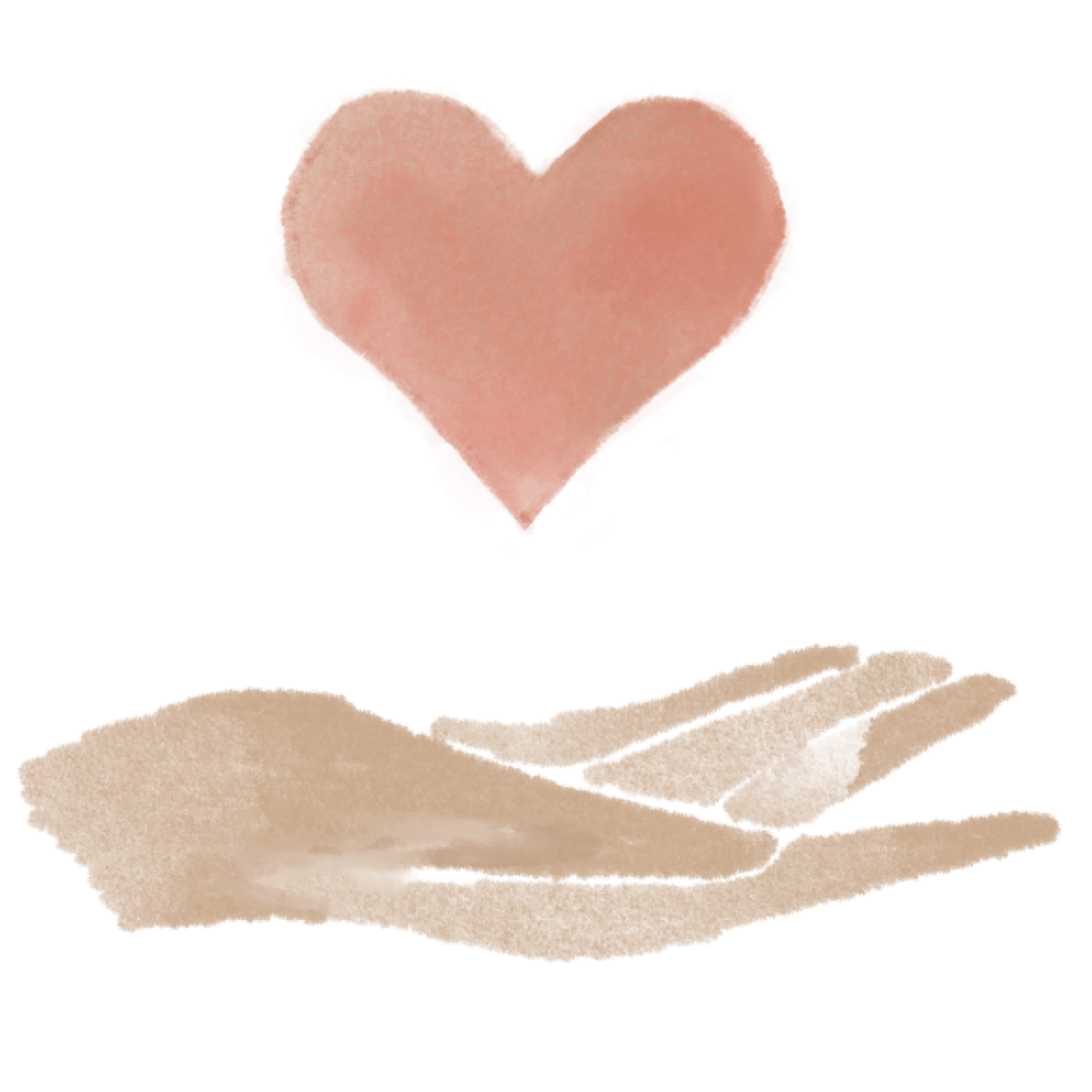 Giving Back icon, a watercolour heart above an open hand